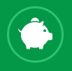 An icon of a piggy bank in a green circle.